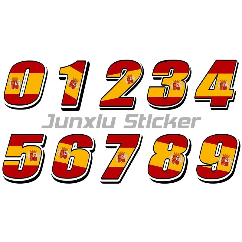 

Coolest Creative Stickers for Car Accessories Racing Numbers Spain Spanish Flag Stickers Helmet Motorcycle KK PVC Height