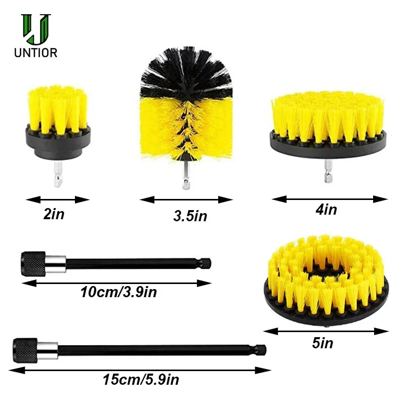 UNTIOR 3Pcs/Set Electric Scrubber Brush Drill Brush Kit Plastic Round Cleaning For Carpet Glass Car Tires Nylon Brushes