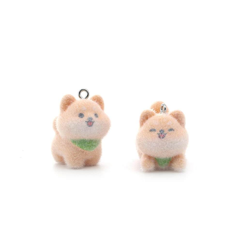 30pcs 3D Flocking Resin Dog Charms Cute Cartoon Puppy Pendants for Necklace Earrings DIY Making Jewelry Accessories Wholesale