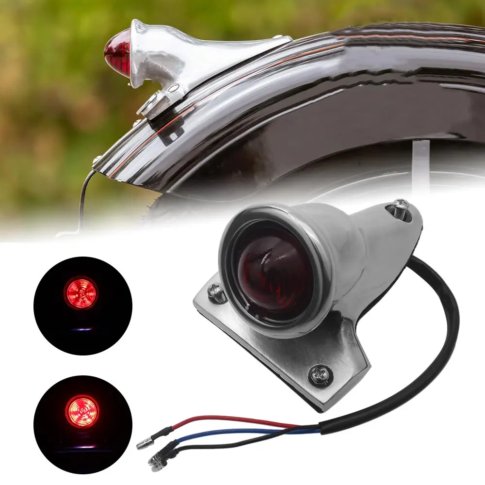 

Tail Light With Bracket Rubber Gasket Easy Install For Harley Bobber Choppers Universal Mount For Most Motorcycle Silver Polish