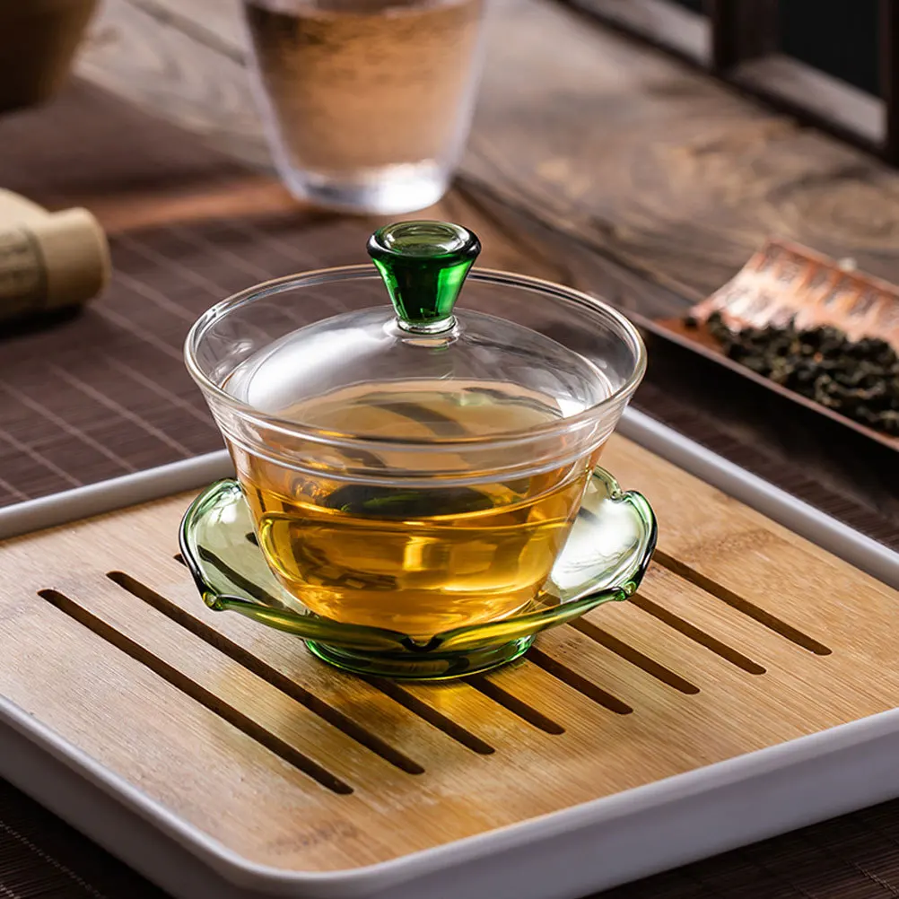 

1Set Transparent Heat Resistant Glass Tureen Tea Cup Chinese Style Tea Brewing Cup for Home Office Household Decorative Teaware