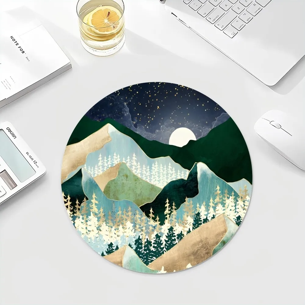 Mountains Mousepad INS Tide Round Keyboard Mat Table Mat Students Cabinet Gamer Desktop Mousepad Cup Mats Deskpad Home Decor