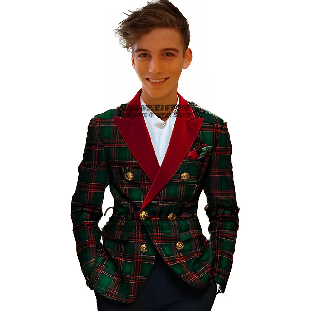 

England Pattern Boys Suit 2 Piece Suit Wedding Kids Tuxedo Formal Jacket Pants Party Fashion Blazer for Boys