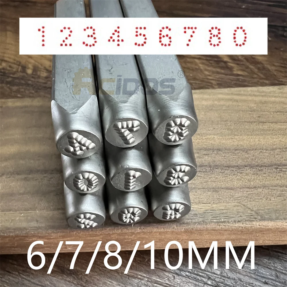 Numbers 6/7/8/10MM Dot lattice Motorbike,RCIDOS car chassis number stamp Steel word punch stamp/matrix stamp 0-8