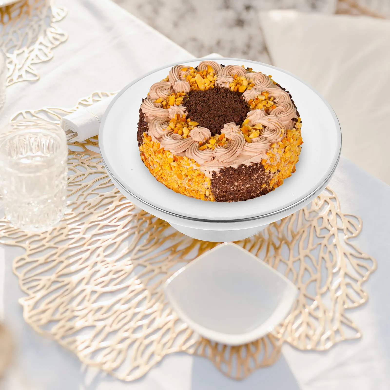 

Porcelain Footed Fruit Tray High Serving Plate Ceramic Fruit Bowl Dessert Display Stand Ceramic Food Bowl