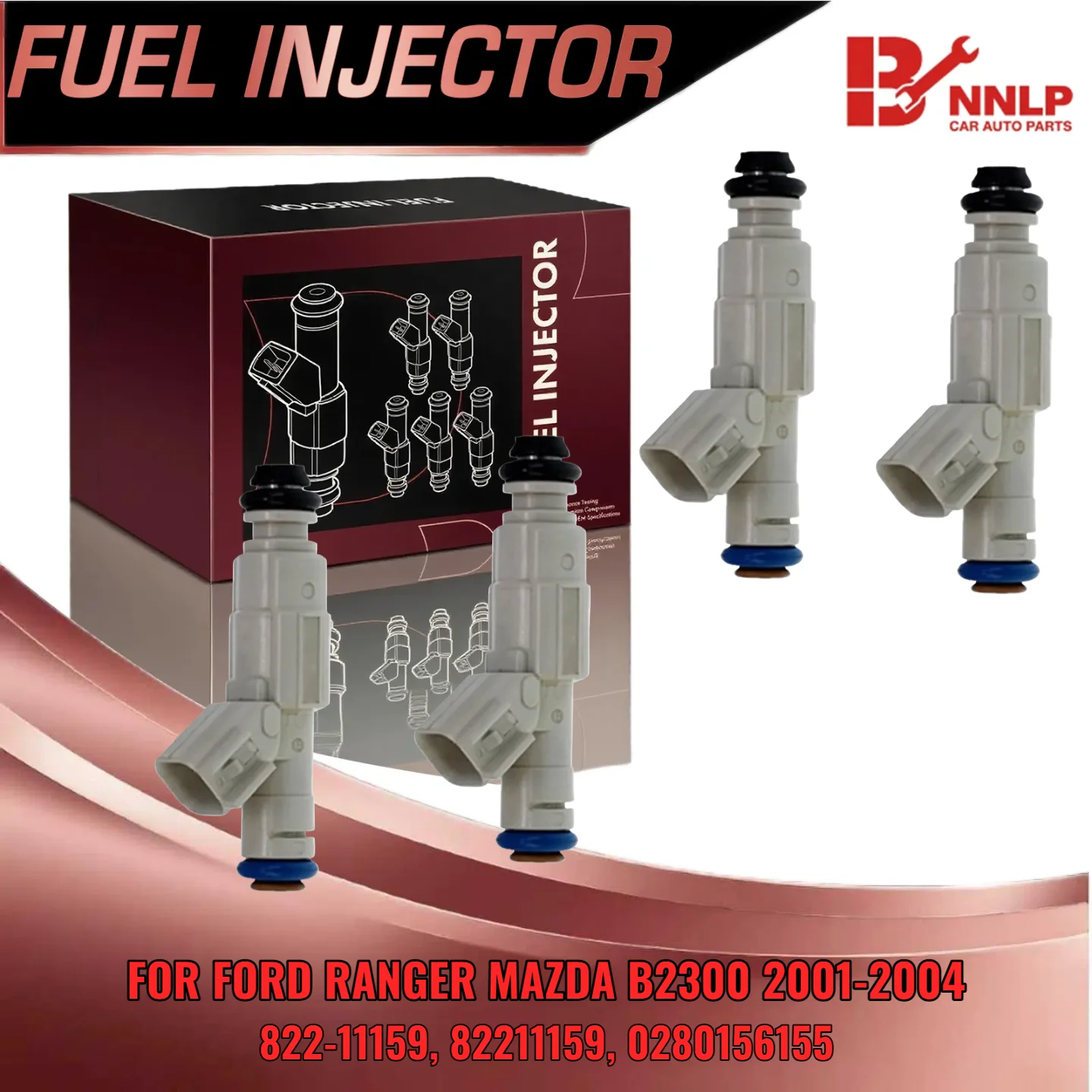 

For Ford Ranger Mazda B2300 2001 2002 2004 4PCS Fuel Injector 2 3L DOHC 82211159 0280156155
