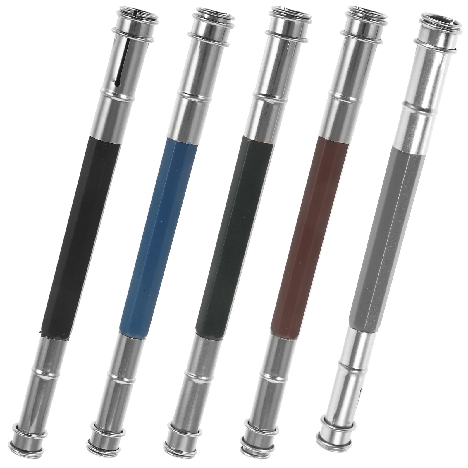 

5pcs Pencil Extender Lengthener Stainless Steel Holder for Artists School Supplies Crayon Extension Metal Handle