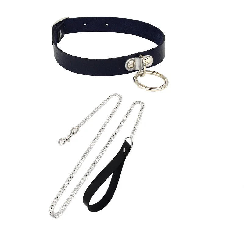 Collier et laisse de cosplay pour femme, ensemble de colliers en cuir, anneau de cloche en forme de cœur, bondage, tour de cou gothique, accessoire