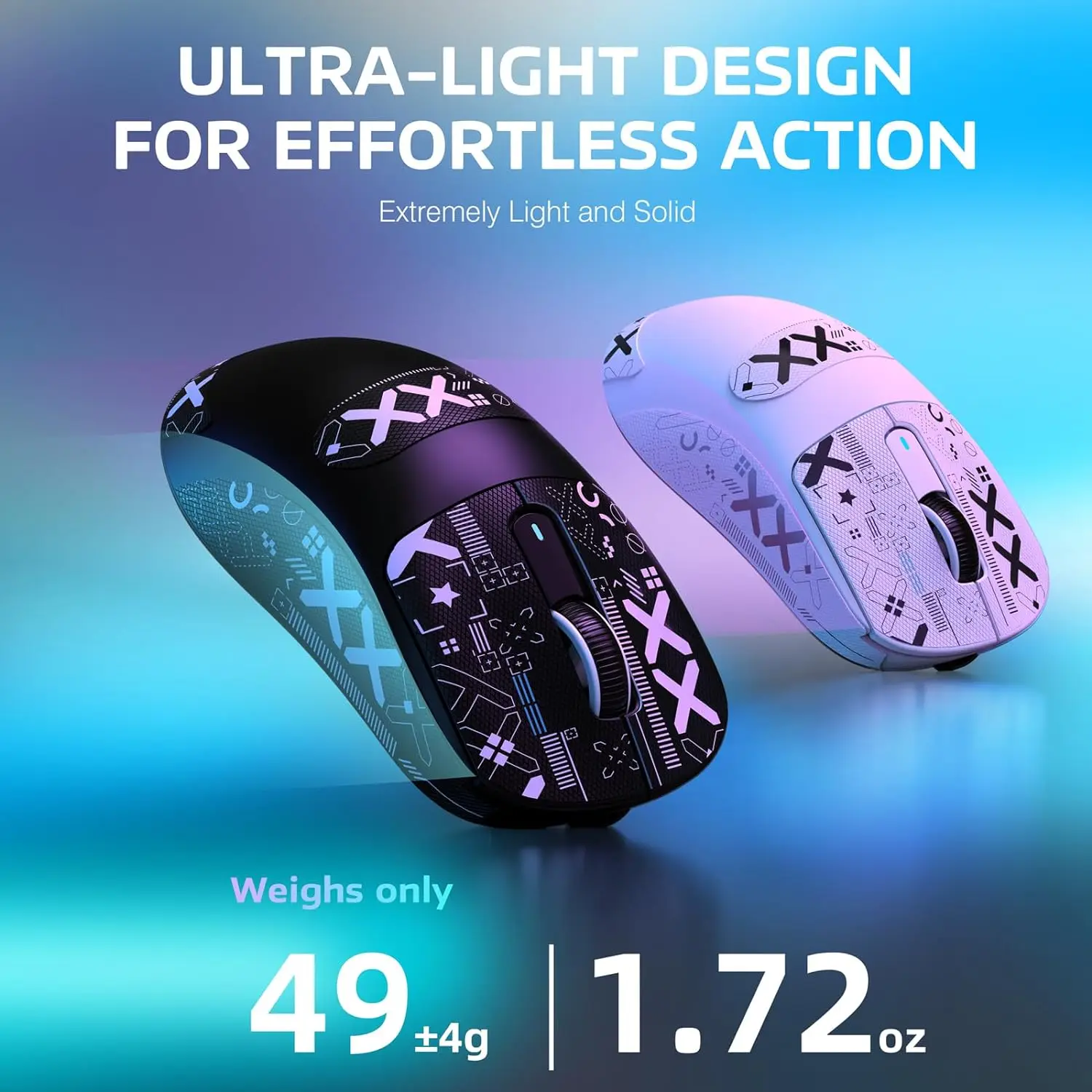ATTACK SHARK X3 Kabellose Gaming-Maus, 49 g ergonomische Computermaus, dreifache Modi PAW3395 26K DPI optischer Sensor