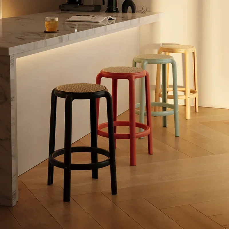 Nordic Creative Plastic Home Bar Chair Restaurant Leisure Comfortable Dining Chair Simple Stackable Stool Porch Shoe Bench