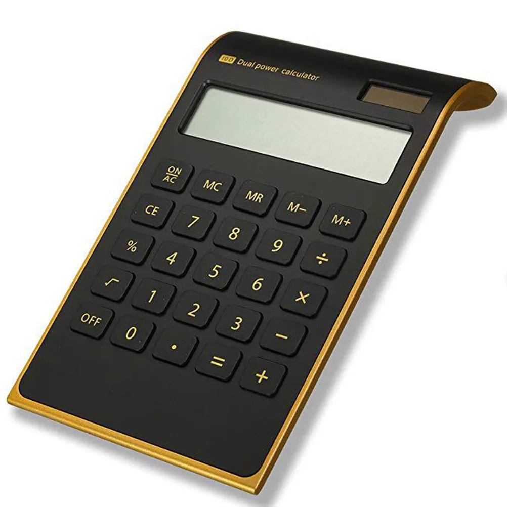 

1Pcs Portable Calculator Solar Powered Electronic Calculator Ultra Thin with Gold Edge for Office Financial and Home Use