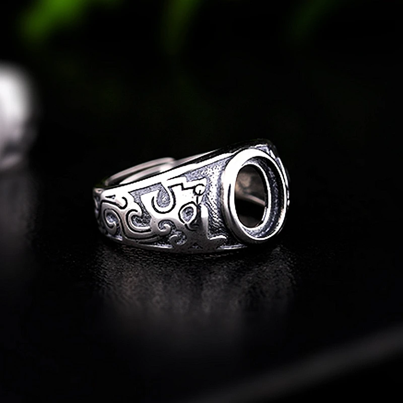 

925 Sterling Silver Vintage7x9mm 8x10mm Oval Cabochon Semi Mount Ring Art Nouveau Men Engagement Wedding Ring Antique