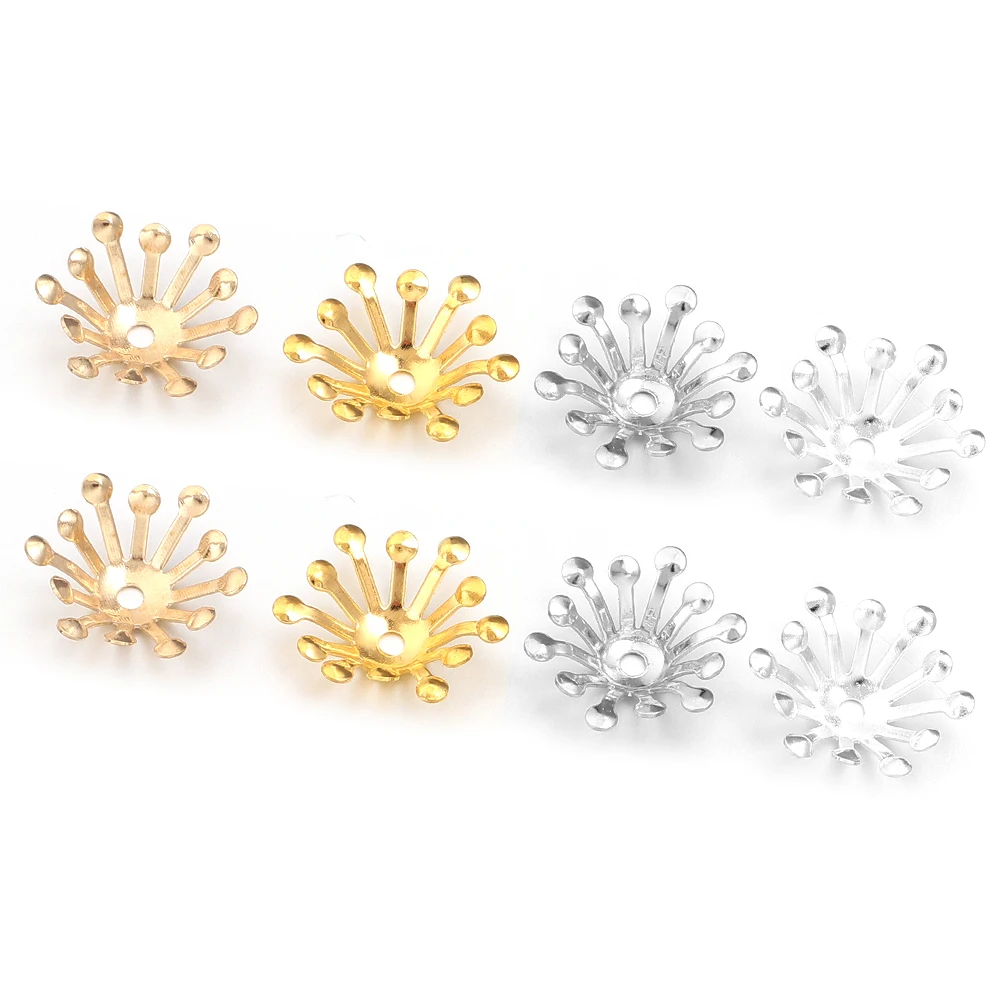 100 قطعة قطر 13 مللي متر الذهب اللون الحديد زهرة قبعات الخرز قبعات Diy بها بنفسك صنع المجوهرات أقراط اكسسوارات للنساء بالجملة