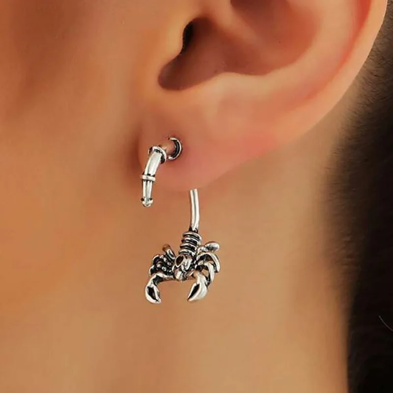 Dark Gothic Punk Scorpion Stud Earring For Men Women Silver Color Personality Fashon Jewelry Accessories Wholesale Dropshipping