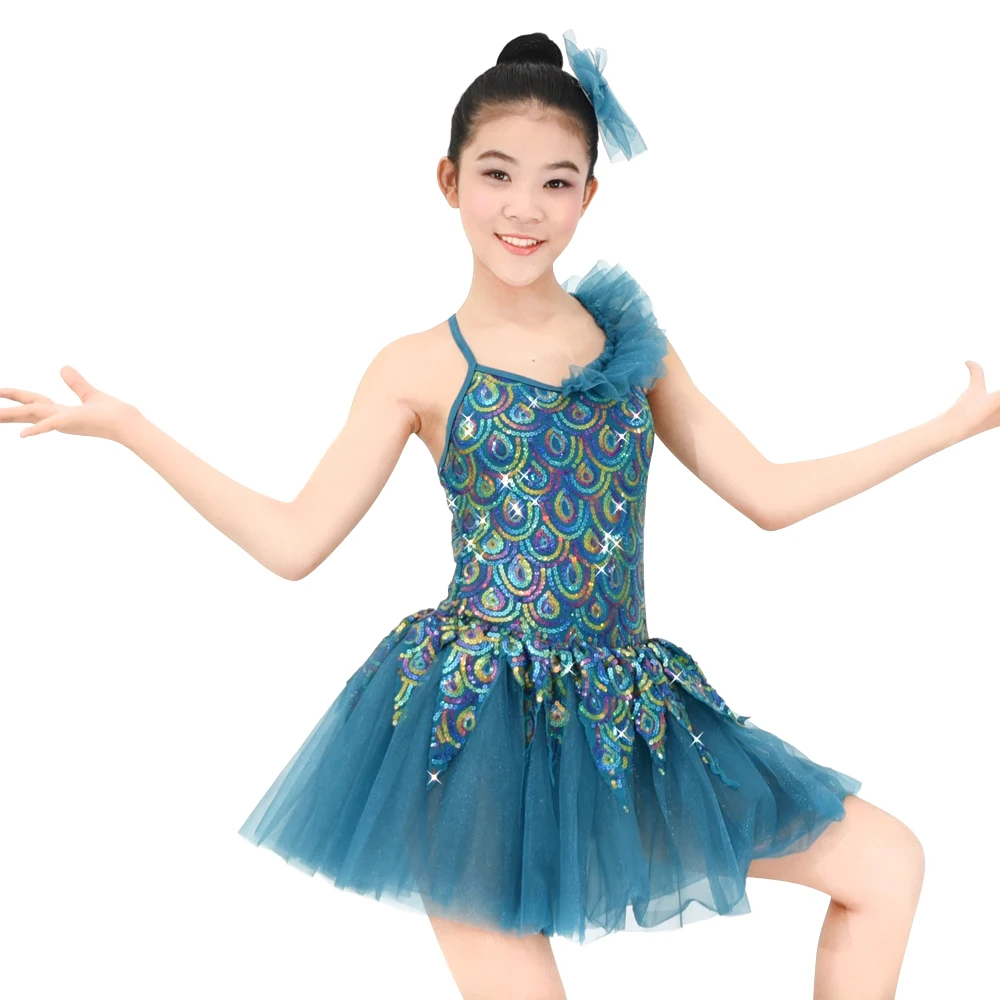 MiDee Peacock Sequins Ballet Tutu Dress Ballet Clothing Performance Stage Dresses Dance Solo Team Costumes Wear Dresses