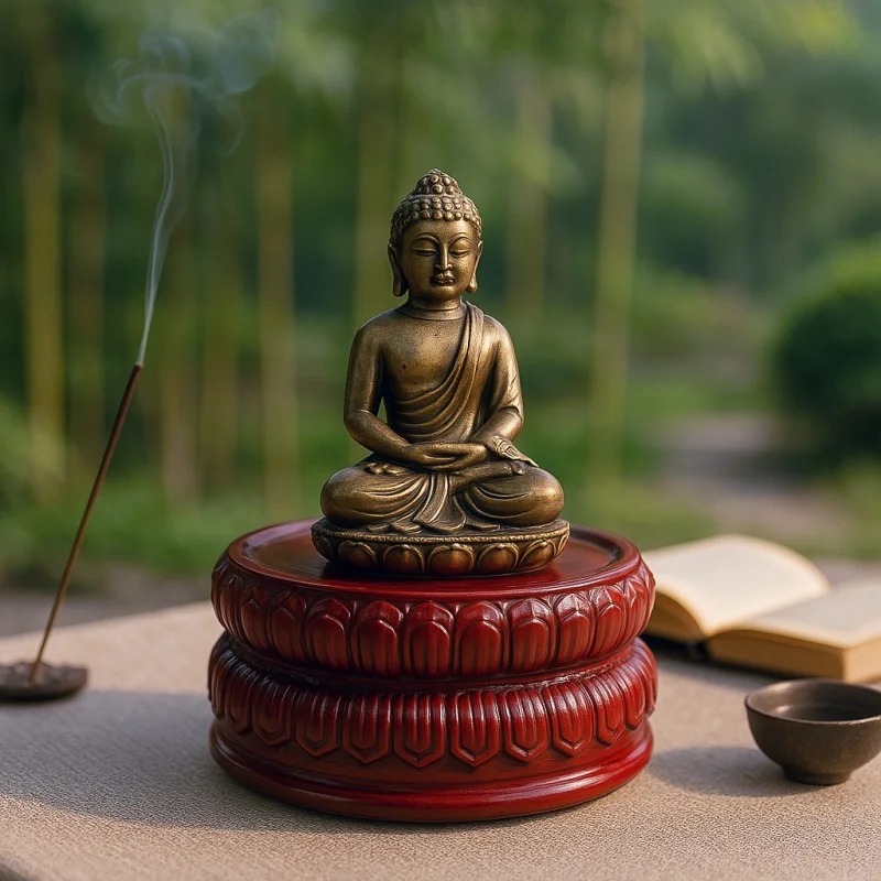 RedWood Carved Buddha Base Display Stand Vase Flower Pot Log Lathe Coffee Tea Sets Pedestal Bonsai Plant Decorative Shelves