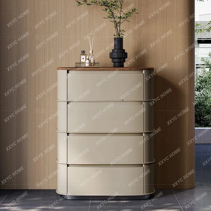 A  Light luxury chest of drawers Customized black walnut bedroom Storage storage drawer Three four six cabinets Standing cabinet