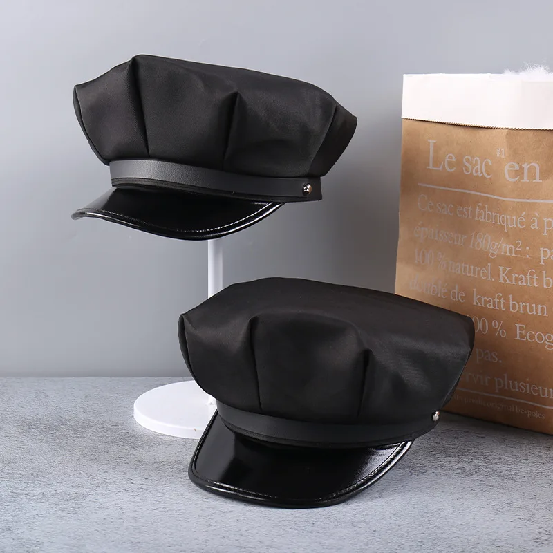 قبعة كابتن مسطحة مثمنة على الموضة الجديدة - قبعة بلغت ذروتها البحرية مع شارة أذن القمح للعروض والأمن ودوريات الطلاب