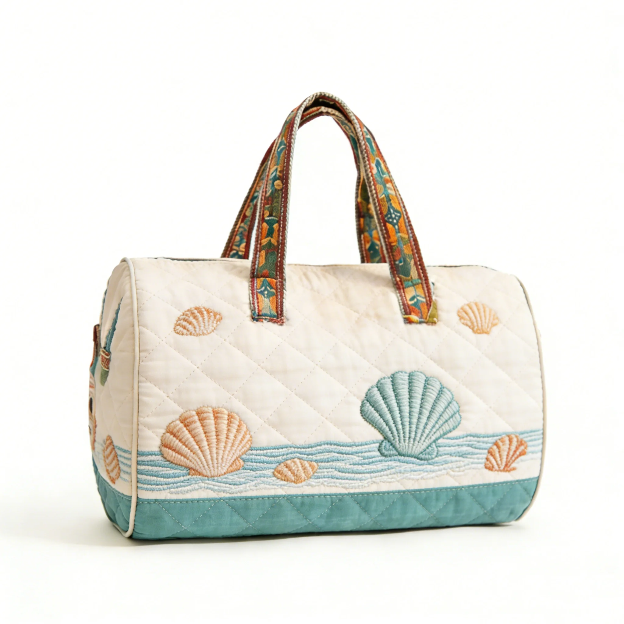 Beach Shells Printing Forest Quilted Duffle Bag Camping Trailer Travel Tote Men Women Handbag Weekender Bag