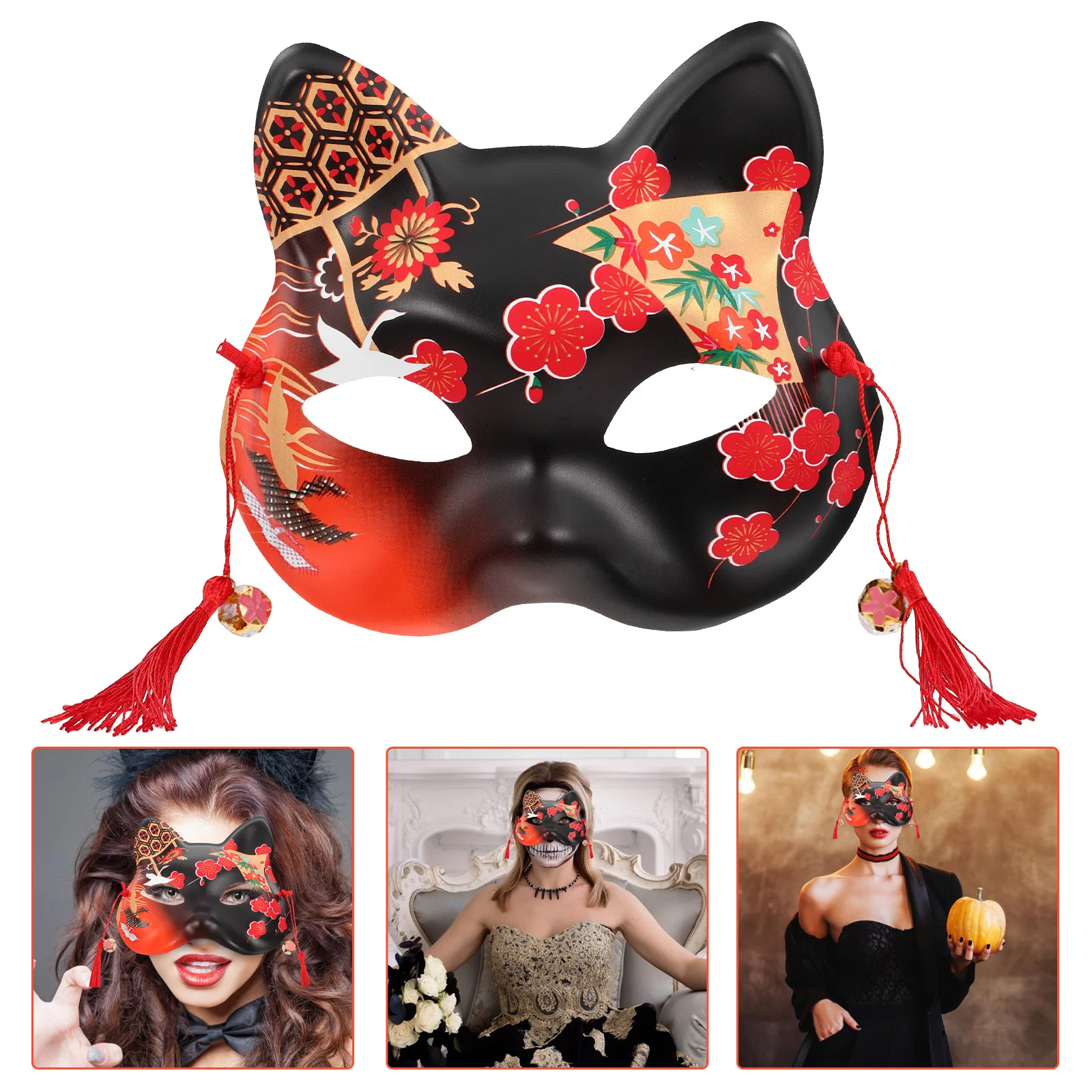 Katzen-Gesichtsmaske, handbemalt, realistisches Design mit elastischem Band für Halloween, Cosplay, Party, Karneval, Maskerade