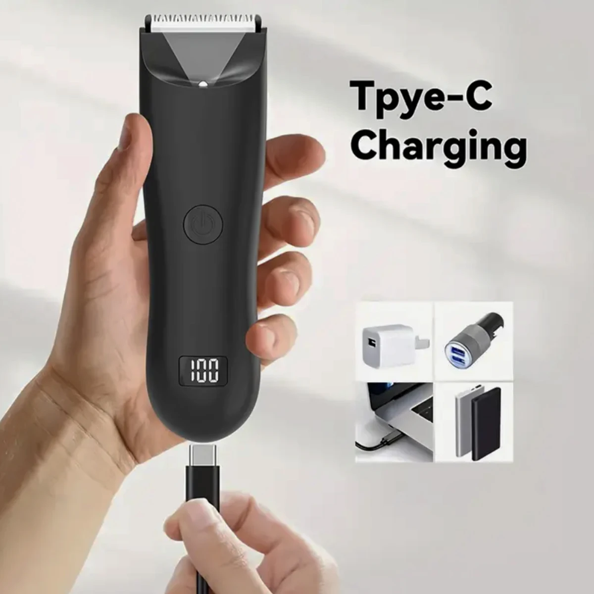 Trimmer Beard For Man Shaver Razor Beard Shaper Armpit Chest Hair Trimmers Profession Barber LED Display Re-Battery Hair Removal