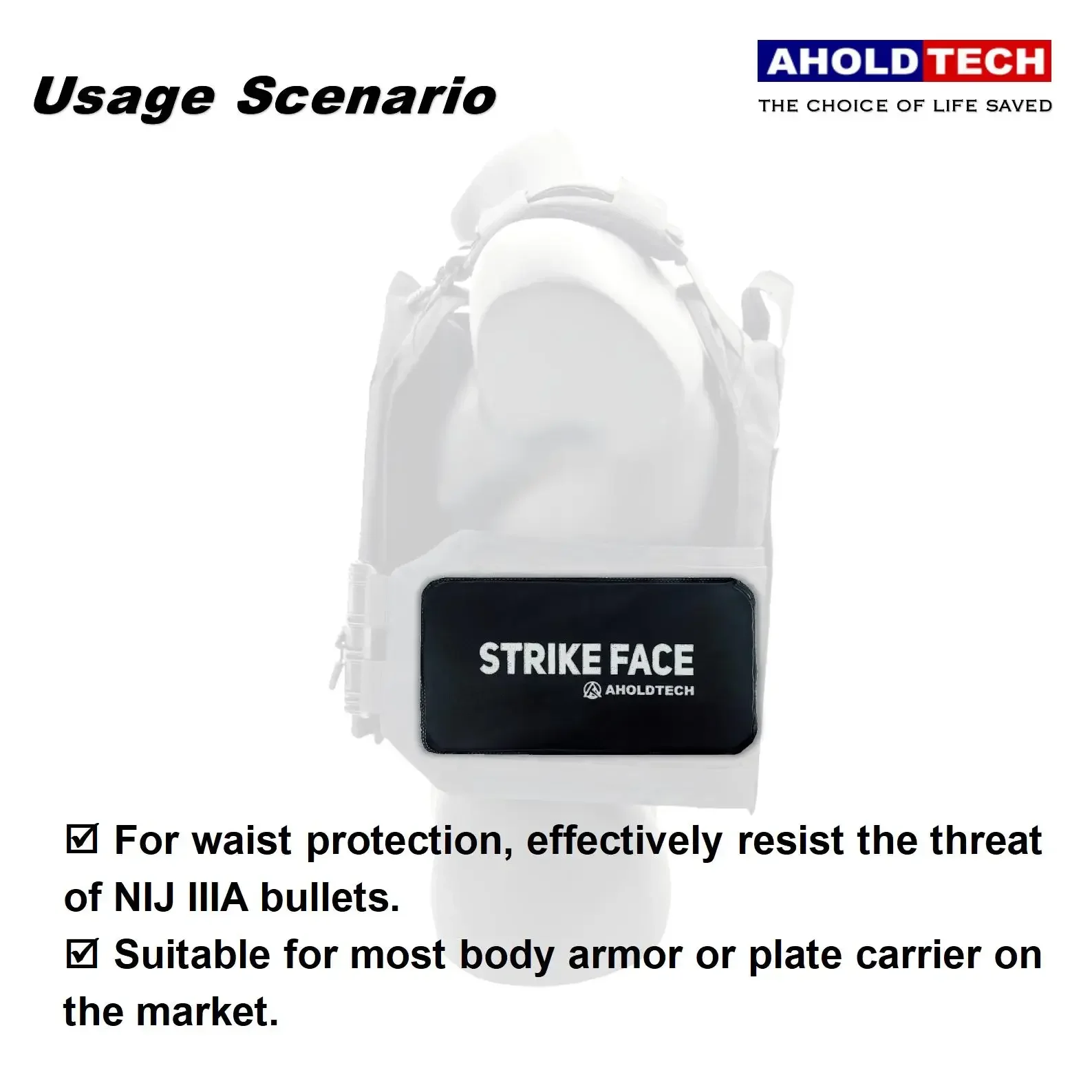 Aholdtech PS01-ST04 NIJ IIIA 3A Soft Armor Panel Ballistic Vest Bulletproof Board Side Waist Plate 6*12