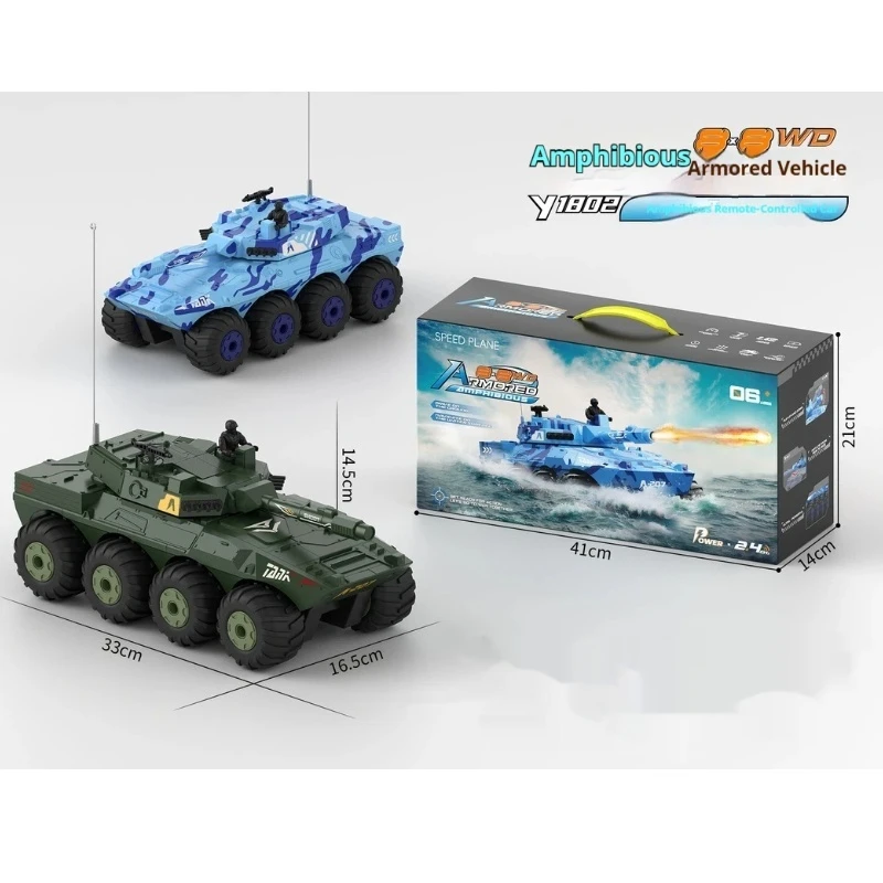 Powerful 8wd Amphibious Rc Car 1/16 Scale 2.4g Waterproof Rc Tank, 360° Spinning & Non-Slip Hollow Tire, All-Terrain Off-Road Re