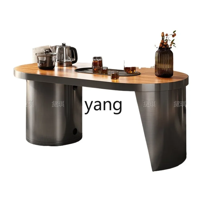 

ZL stainless steel light luxury solid wood multi-functional tea table combination living room kung fu tea table