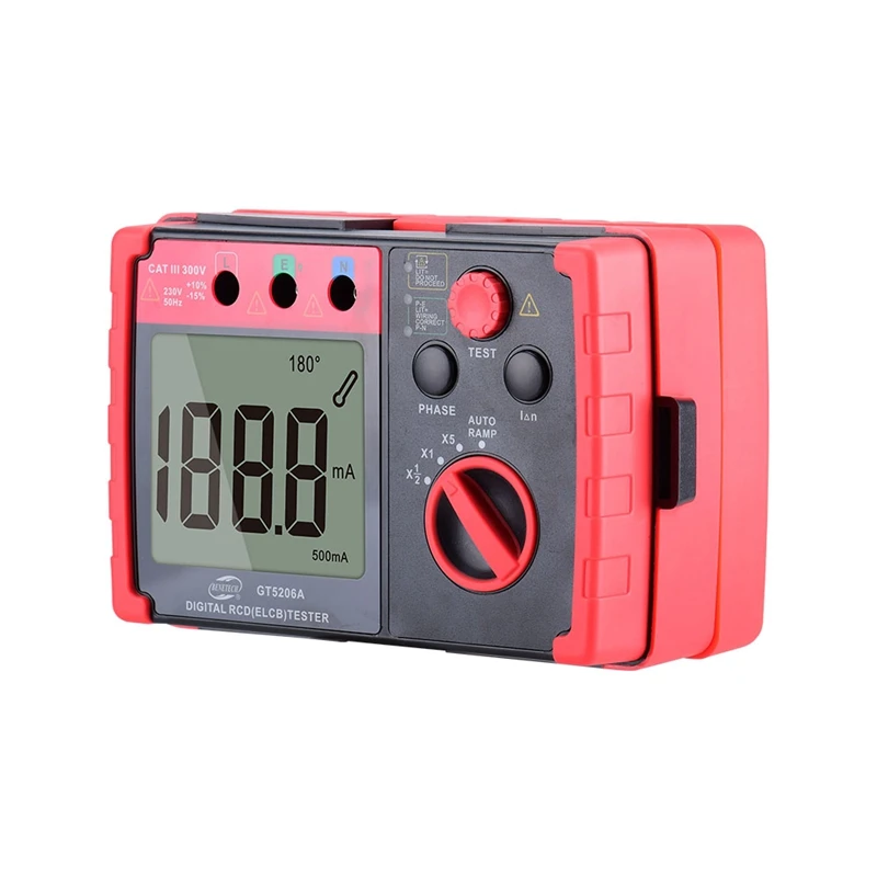 Imagem -03 - Benetech Digital Rcd Elcb Tester 230v 50hz Auto Rampa Interruptor de Proteção contra Vazamento Detector Led Buzzer Instrumento