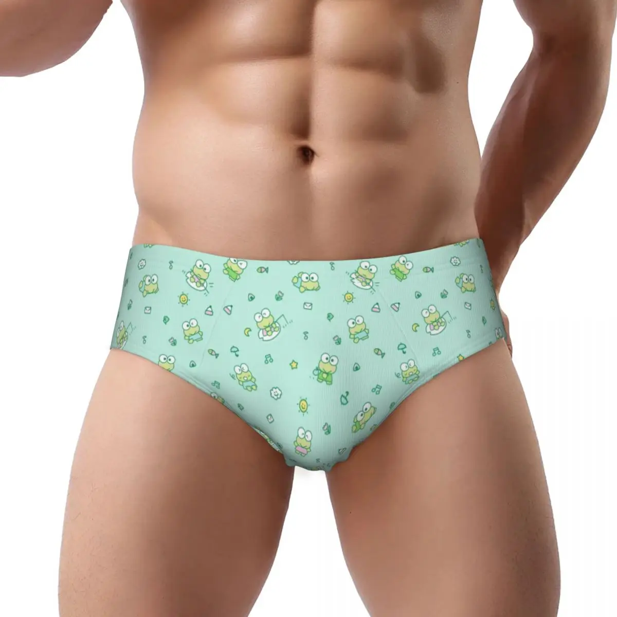 Custom Men\'s Keroppi Manga Men Brief Panties Male Stretch Cartoon   Underwear Underpants