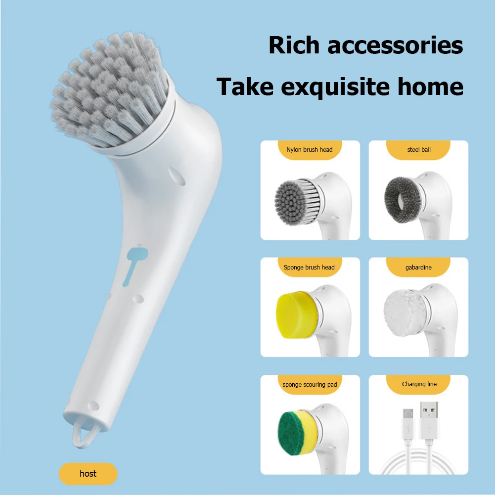 5-in-1Multifunctional Electric Cleaning Brush usb charging Bathroom Wash Brush Kitchen Cleaning Tool Dishwashing Brush Bathtub