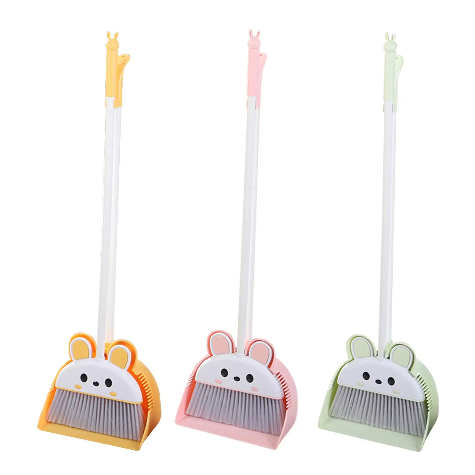 Dustpan Broom Combo Long Handled Broom Set Pet Hair Sweeping Broom Dense Bristles for Kitchen Indoor Outdoor Commercial Toilet