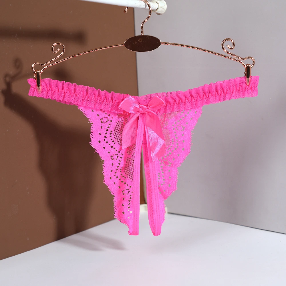 กางเกงชั้นในสตรี จีสตริงเซ็กซี่ ลูกไม้ผูกโบว์ สำหรับผู้หญิง กางเกงชั้นในสไตล์โดดเด่น ชุดชั้นในผู้หญิงสุดฮอต