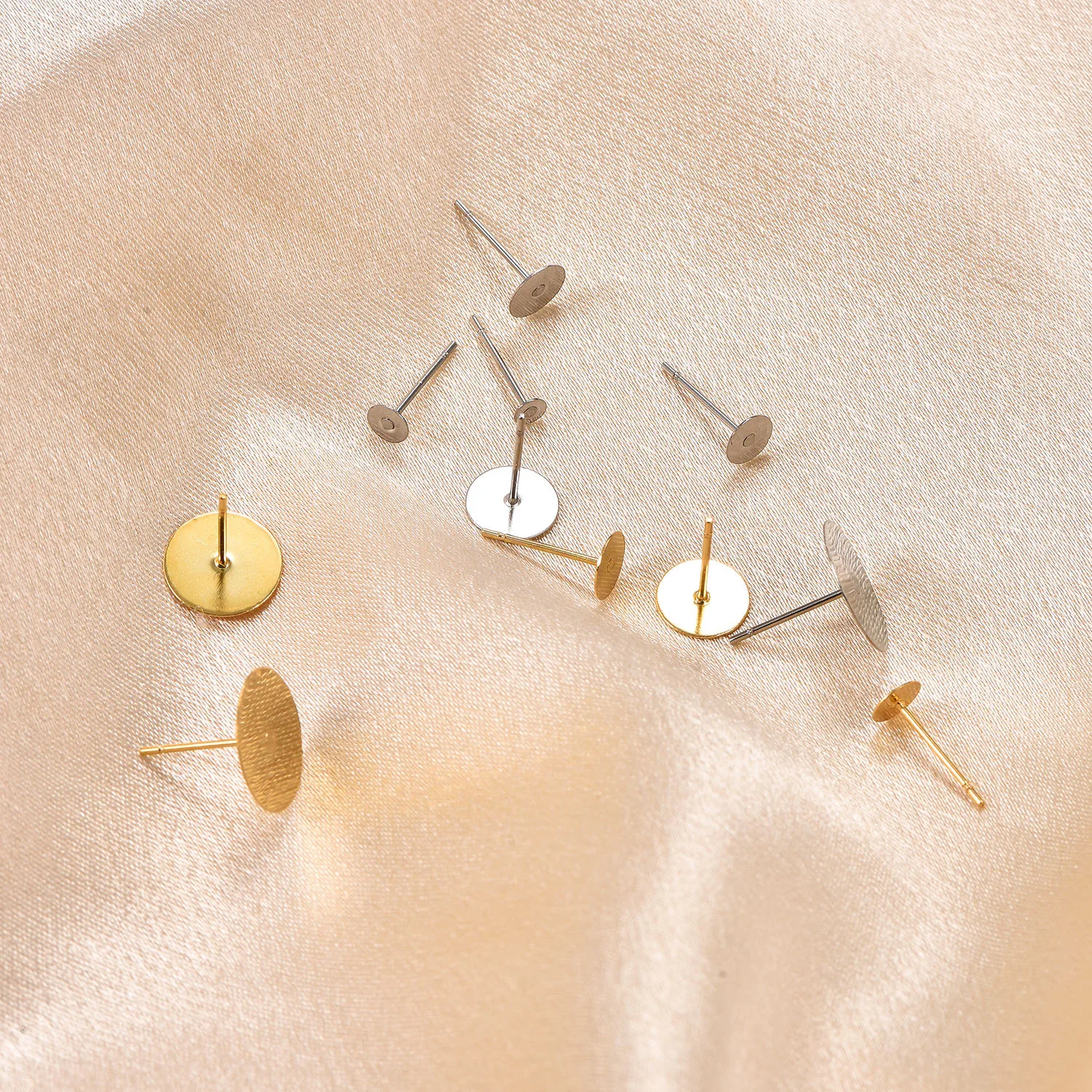 50 Stück/Set 3/4/5/6/8/10/12MM Edelstahl-Ohrstecker, flache runde Ohrstifte, Schmuckherstellungszubehör – Detail 6