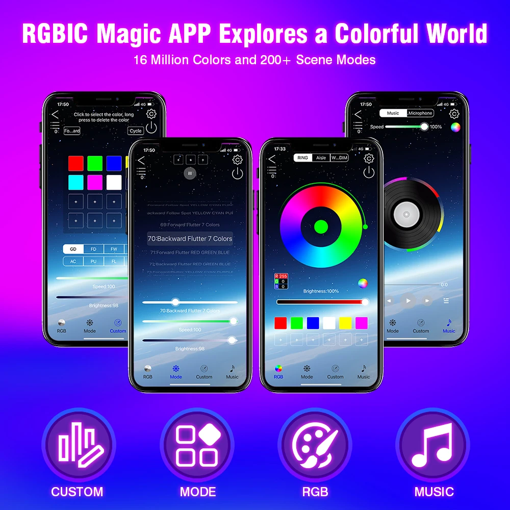 أضواء سلسلة LED متغيرة الألوان RGB ، مصباح ندفة الثلج Dreamcolor ، أضواء خرافية بلوتوث مع تحكم بتطبيق للحفلات والمهرجانات