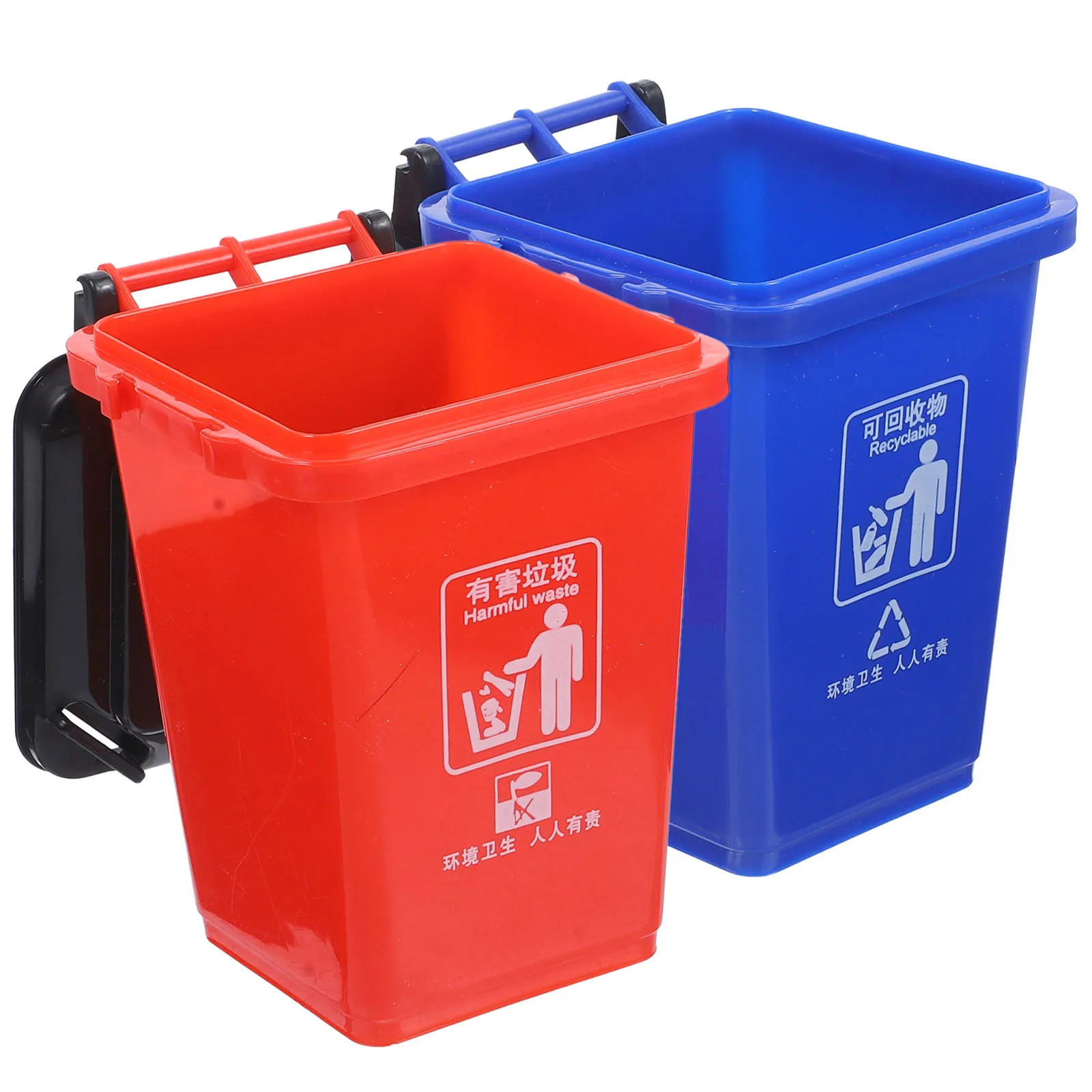 

2PCS Trash Can Pen Holder Plastic Desktop Storage Box Pencil Case Stationery ganizer Waste Basket Stylish Design
