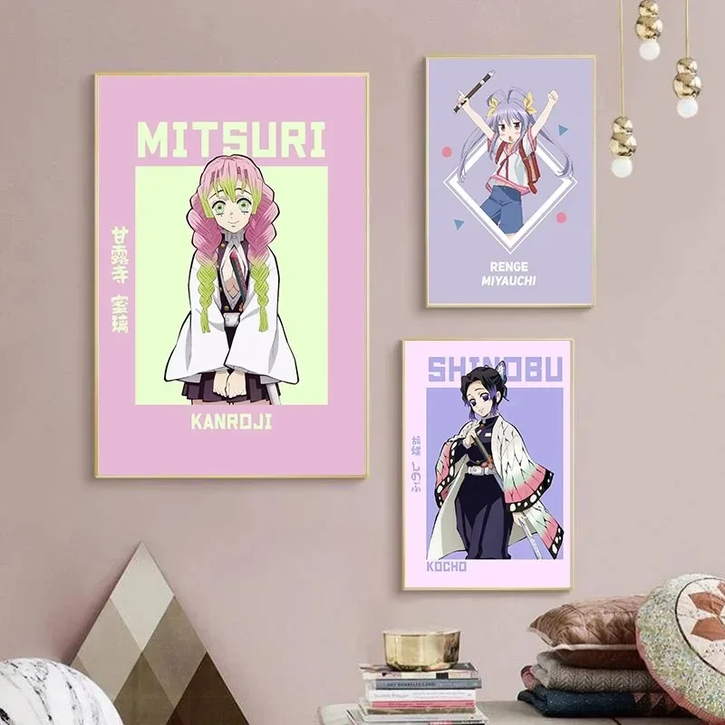 قماش اللوحة انمي ياباني شخصية كلاسيكية المشارك شيطان القاتل الكرتون الشكل طباعة Kawaii غرفة ديكور جدار صورة فنية