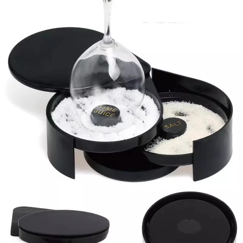 

Salt Rim Box Salt Dipper Three-layer Plastic Sugar Rim Box Juice Cocktail Seasoning Box