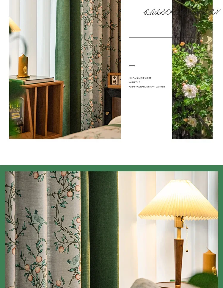 Vorhänge für Wohnzimmer, Esszimmer, Schlafzimmer, luxuriös, elegant, amerikanisch, Retro, modern, pastorale Schattierung, einfacher Druck, viel Glück – Detail 5