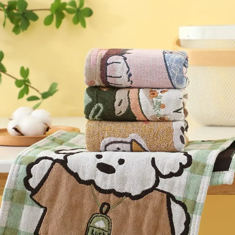 Pure Cotton Children's Towel Soft Gauze Absorbs Water Not Shed Hair Face Towel Household Cotton Couple Cute Face Towel ZI774