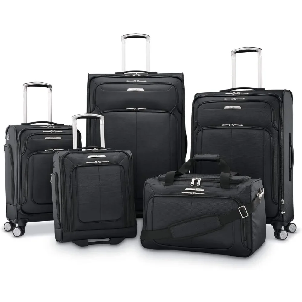 Bagagem giratória extensível Softside com tamanho médio, 25 polegadas, preto meia-noite, bagagem verificada para viagens