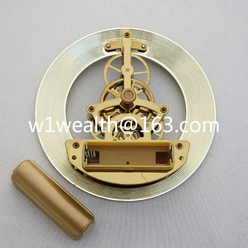 Diameter 126mm Gold Hollow Perspective Movement Solid Wood Clock Accessories Travel Gear Rotation Inlaid Clock Core
