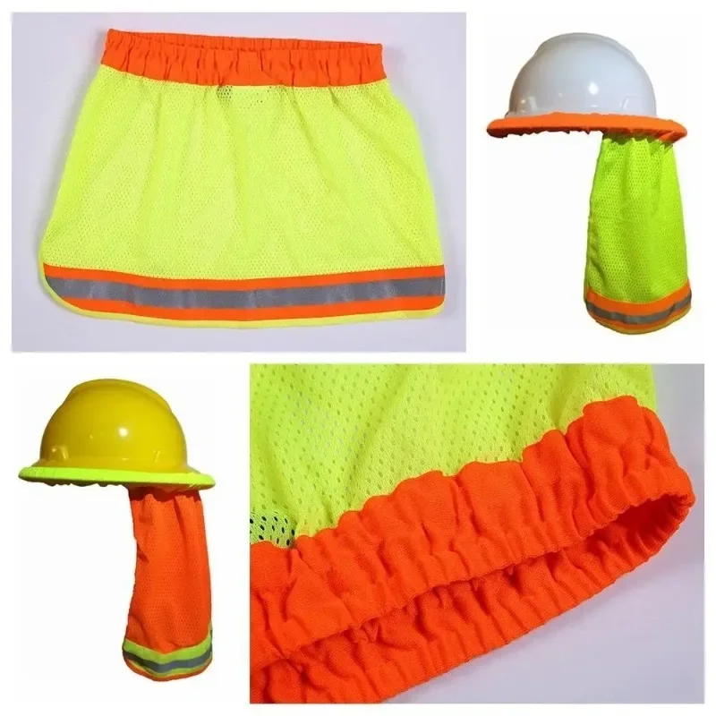 Pare-soleil d'été pour les travailleurs de la construction, casque de sécurité, bouclier de cou, casquette de coulée en maille utile à rayures