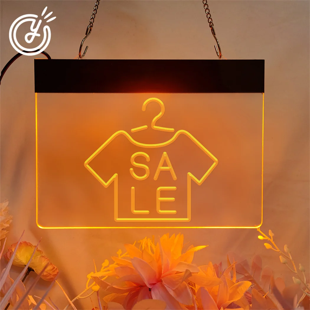 1PC T-Shirt With SALE 3D Carving Neon Sign LED Light For Cloth Shop Room Event Pub Club Decoration Business Neon Lamp sign