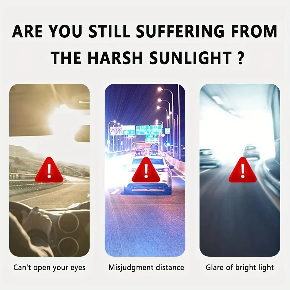 Auto-Sonnenblende HD Anti-Sonnenglanz-Brille Tag- und Nachtsicht Fahrspiegel UV-Klappspiegel für klare Sicht im Innenraum – Detail 1