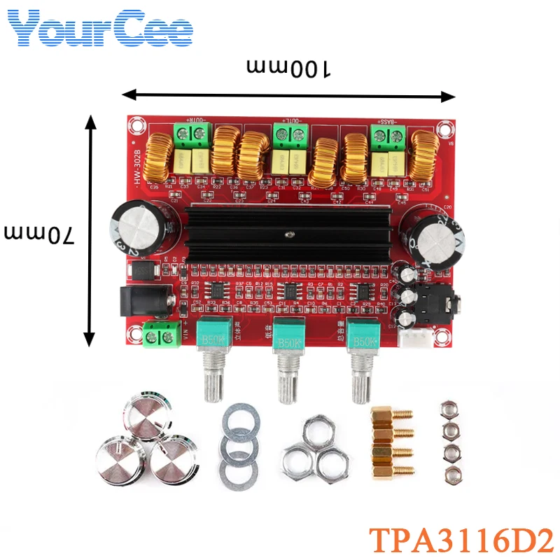 2*80W+100W Power Amplifier Board Module TPA3116D2 Digital Audio 2.1 Channel TPA3116 Subwoofer Amplificador Amp DC12-26V