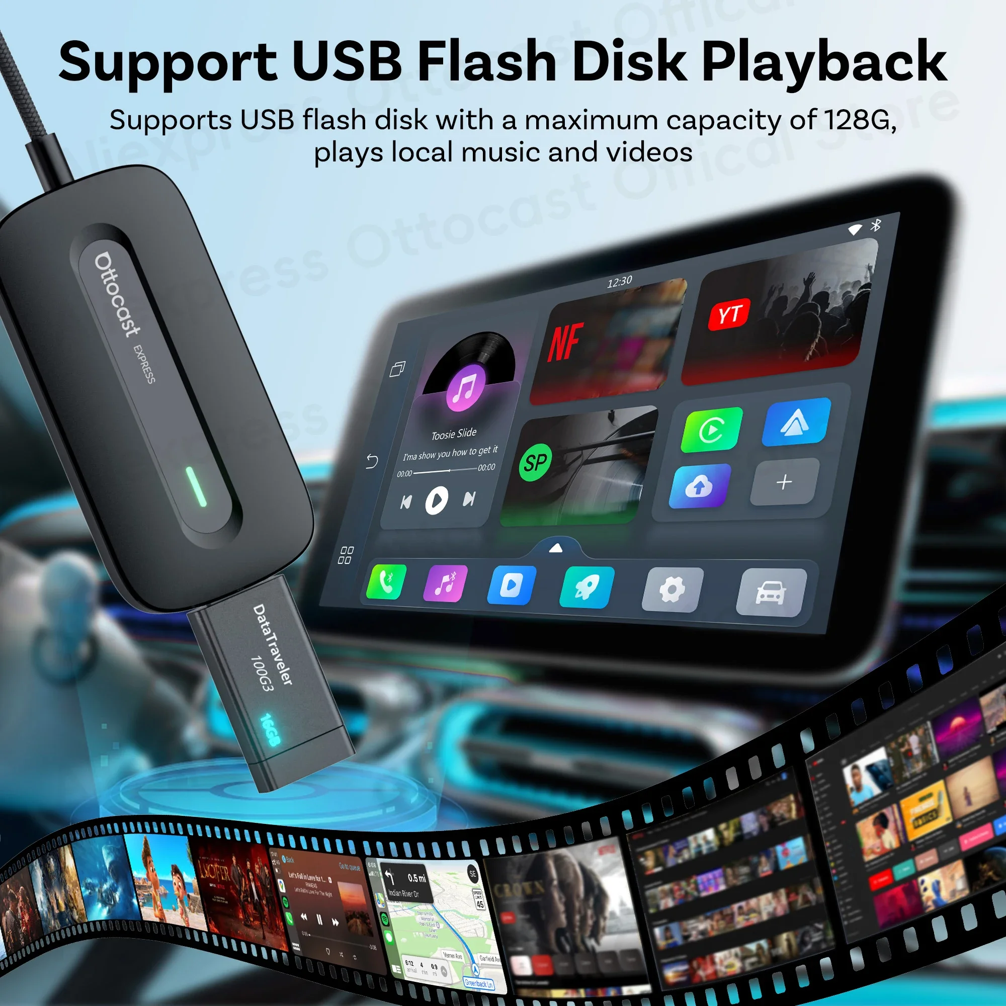 OTTOCAST Play2Video Express Wireless CarPlay Android Auto AI Box Adapter for for iPhone 17 16 15 PRO Max Car Accessorie 2025 New