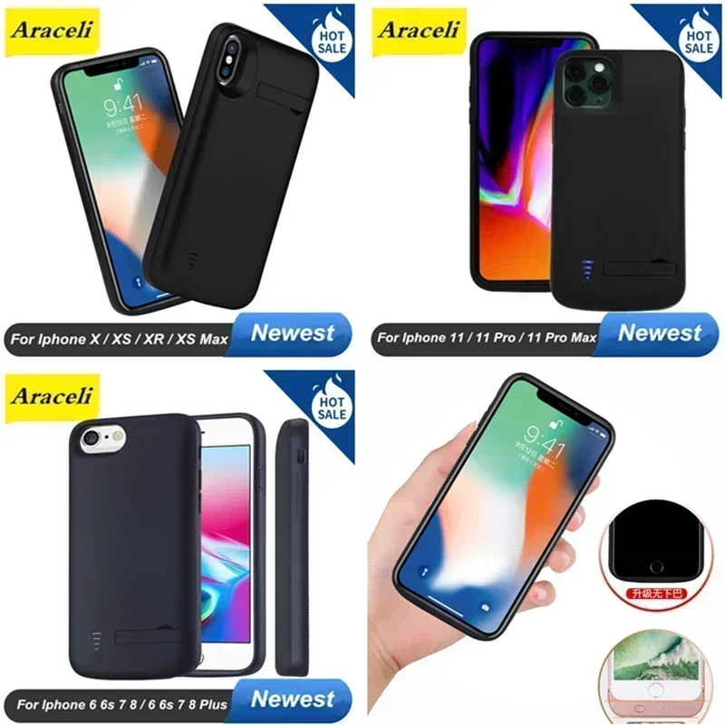 10000Mah Power Case For IPhone 17 Pro Max 17 Pro 16 Plus 15 14 13 12 Mini 11 X XR XS 6 6S 7 8 SE 2020 Battery Charger Case Bank - view 4