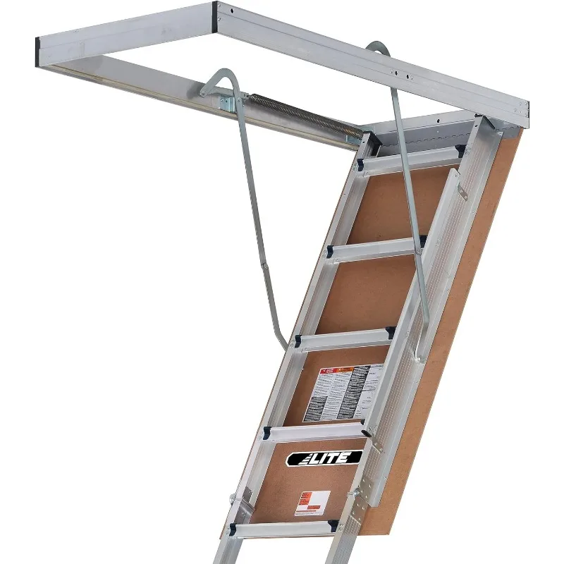 10-Foot Aluminium Attic Ladder 56" W x 22.5" H, 375-Pound Load Capacity