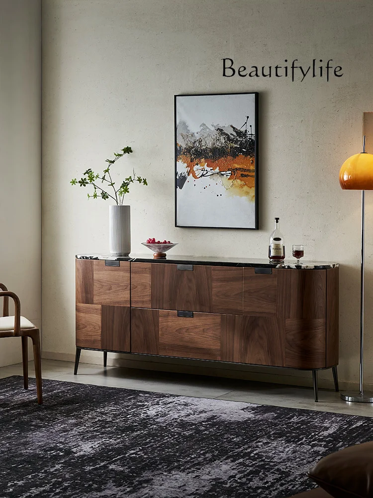 

Italian minimalist light luxury natural marble side cabinet modern restaurant storage designer